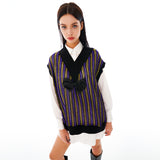 カッティングポイントニットベスト/Cutting Point Knit Vest [Ribbon_Purple]