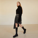 アンバルプリーツスカート / UNBAL PLEATS SKIRT (CHARCOAL)