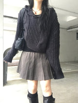 Aki Checkered Pleats Skirt