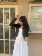 ポエムバックリボンスリムノースリーブドレス / Poem Back Ribbon Slim Sleeveless Dress(2 colors)