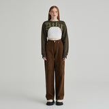 KHAKI ATHR MAXI CROP SWEATSHIRT