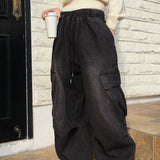 [MADE] Copter Vintage Washing Two-Way Banding Big Cargo Long Wide Denim Pants