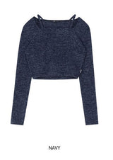 スクエアネックストラップクロップドトップス /  HIDE Strap Top (4606072160374)