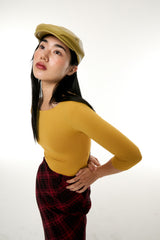 GLOSSY HUNTING CAP / MUSTARD