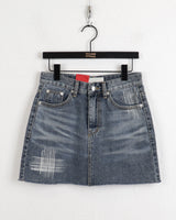 ツカダメージブラシウォッシングミニデニムスカート/Tsuka Damage Brush Washing Mini Denim Skirt