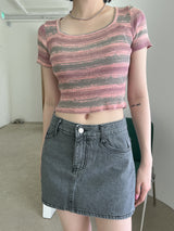 レインボークロップニット / Rainbow Crop Knit (2color)