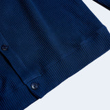 ラウンドネックワッフルカーディガン/DAMP ROUND-NECK WAFFLE CARDIGAN_NAVY