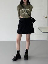 アイアンナイロンツーウェイカーゴミニスカート / Iron nylon two-way cargo mini skirt
