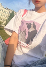 ピンクキャットTシャツ / PINK CAT T-SHIRT