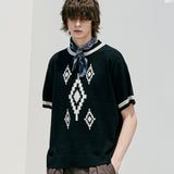 ナバジョパターンリンガーハーフニット / NAVAJO PATTERN RINGER HALF KNIT BLACK