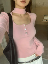 Square holy neck slim fit top