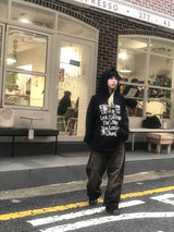 アイズオーバーサイズフィットワッフルニットフーディ