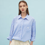 オープンスリーブストライプシャツ / Open sleeve stripe shirts