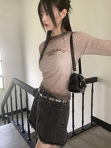 リケットシースルーヒップグラデーション長袖Tシャツ