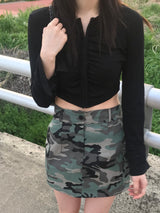 Military cargo mini skirt
