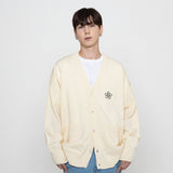 [UNISEX]Line flower dot embroidery knit cardigan
