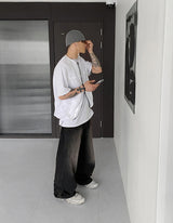 No.0150 color washing denim wide PT
