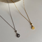 シンプルハートコインユニークネックレス/sehi Simple Heart Coin Unique Necklace