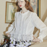 Lace Mixed Pintuck Short Blouse (6681192005750)