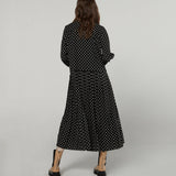Elly pleated dress - Black dot (6671622635638)