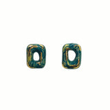 Ceramic Doughnut Marbling earring (square) (6642403639414)