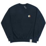 [UNISEX] Flower bear embroidery smile white clip sweatshirt (6658486435958)