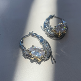 0007チェーンドロップドストーンシルバーピアス
