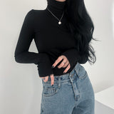 ショートブラッシュドスパンウォーマーネックポーラーTシャツ