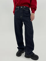 ローボタンブラッシュデニムパンツ/no.256 raw button brushed denim pants
