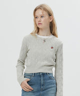 スモールチェリーケーブルニット / SMALL CHERRY CABLE CROP KNIT [OATMEAL]