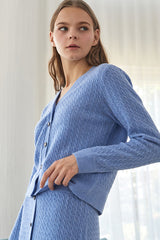 100% wool baby cable v neck cardigan&skirt_cornflower (6655905398902)