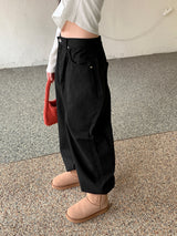 ピンタックコットンロングワイドパンツ