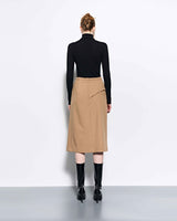 DOZI - Pinched Midi Skirt _ Beige