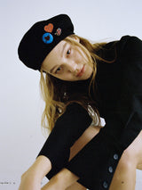 0 7 punk pin button beret - BLACK (6683350958198)