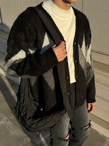 ASCLO Mohair Argyle V Cardigan (3color)