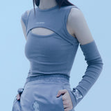 カットアウトウォーマートップ/0 5 cut out warmer top - GREY