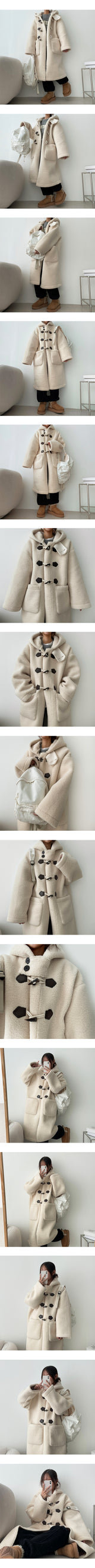 Mying Soft Wool Hooded Tteokbokki Long Coat