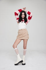 バータックカーゴミニスカート / BAR TACK CARGO MINI SKIRT BEIGE