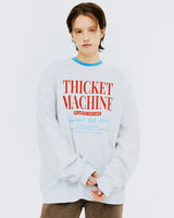 チケットマシンタイポスウェットシャツ/THICKET MACHINE TYPO SWEATSHIRT-WHITE MELANGE