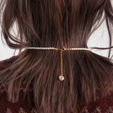 ロゴバーアンドユニークラインチェーンパールネックレス/Logo bar and unique line chain pearl necklace