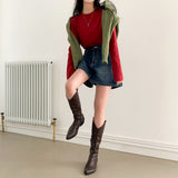 [BELLIDE MADE] MULTI-Half CROPED PLAIN LONG SLEEVE