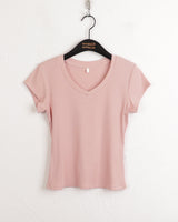 セルVネックスリムリブド半袖Tシャツ