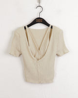 オッターオールインワンブックレットホルタースリーブレス半袖カーディガン/ Otter all-in-one booklet halter sleeveless knit short-sleeved cardigan