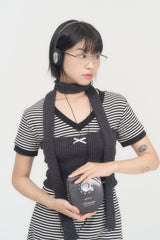 RIBBON KNIT TUBE TOP (CHARCOAL)