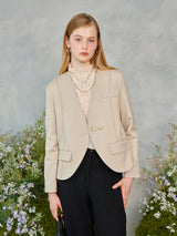 ラインノーカラージャケット / Line No-collar Jacket (2colors)