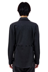 UNBALANCED BUTTON STRAP SHIRT (CHARCOAL) (6654718050422)