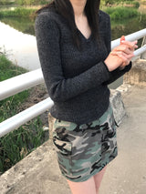 Military cargo mini skirt