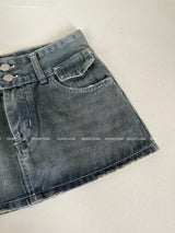 Cutting Lowrise Denim Miniskirt