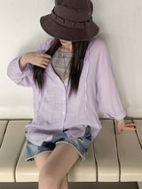 ボクシー シースルー フード 長袖 シャツ カーディガン/ Gelato Summer Boxy See-Through Hood Long-Sleeve Shirt Cardigan