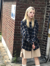 デイリーヴィンテージフード付きチェックシャツ